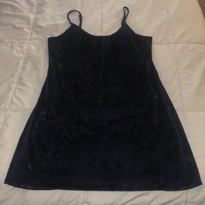 Velvet navy blue mini dress